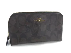 COACH コーチ F53385 シグネチャー PVC メイクポーチ マルチケース 小物入れ レディース ブラウン系 DI7360