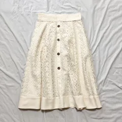 【上品×大人のカジュアルスカート💕】リランドチュール＊花柄レーススカート＊オフホワイト系＊美品＊Sサイズ相当✨