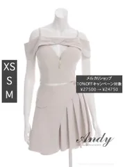 ベージュ  [ON2914-B-S250208]【ANDY/アンディ】 半袖/ オフショル/ キャミソール/ バストジップ/ プリーツ/ アシンメトリー/ フレア/ セットアップ/ ミニドレス/ キャバドレス/ ナイトドレス