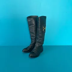 Chloeクロエ　22.5　ブラック　黒 シボレザー ロングブーツ 金具付き　長さ41cmのサムネイル
