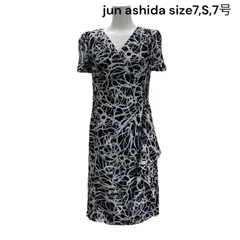 美品 ジュンアシダ jun ashida 7,S,7号 ワンピース ロング カシュクール 半袖 シアー レディース S5P583のサムネイル