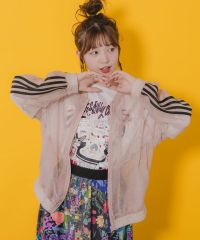 ScoLar（スカラー）スカラー箔プリントシアーブルゾン　アイボリー、ブラック、ピンク　152660
