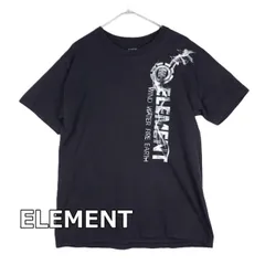 【肩幅46.5cm】【ストリートブランド】ELEMENT エレメント 縦ロゴ ワイルド プリント 半袖Tシャツ Mサイズ コットン100％ ブラック【湘南倉庫】USアメリカ古着　T16