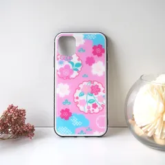 強化ガラスiPhoneケース②【桜と雪輪】