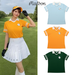 春夏 韓国 ゴルフ レディースウェア MALBON 半袖Tシャツ スポーツ 速乾 Vネック 通気性 ポロシャツ