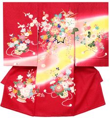 ※店舗改装後【古典新作フェア】仕立無料☆正絹京友禅工芸手描き美術染☆四季花車、花カゴ古典祝い文多色ボカシ染刺繍入お祝着10012181