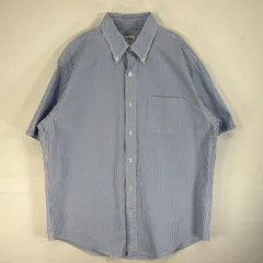 古着 90's/90年代 ブルックスブラザーズ Brooks Brothers シアサッカー 半袖シャツ ストライプ 胸ポケ ボタンダウン L  ブルー系 ストライプ メンズ