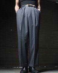 1tuck wide-straight toromi slacks gray 90s 00s 1タック ワイド ストレート とろみ スラックス グレー ダブル W39