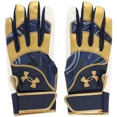 アンダーアーマー(UNDER ARMOUR) 野球 クリーンアップ バッティンググローブ(両手用) メンズ 1378249 ミッドナイトネイビー/ゴールド/ゴールド Sサイズ