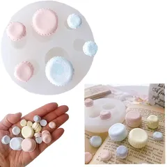 【小さいサイズ】マカロン ミニ お菓子 立体 シリコンモールド レジン アロマストーン 石膏 手作り 石鹸 キャンドル 樹脂 粘土 オルゴナイト バスボム シリコン モールド 型 抜き型 (ミニ) 0