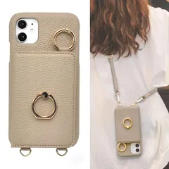 【即日発送】ショルダー カード収納 背面手帳型 リング付 スマホケース いphone11 ケース ショルダー ストラップ付き iPhone11ショルダーケース 落下防止 iPhone11ケース リング付き ミラー付き 鏡付き 肩掛け 斜め掛 首掛け 可愛 かわ