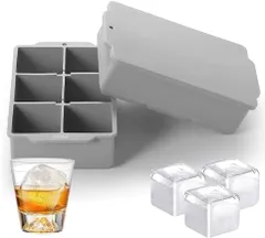 [新品※未使用] シリコン 製氷皿 製氷器 四角氷 シリコン製氷機製氷ケースアイスキューブ 氷トレー ソフト取り出しやすい 蓋付き冷凍保存 耐久性 多用途 DIY 小型製氷機 家庭用 6穴 グレーのサムネイル