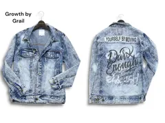 Growth by Grail グロースバイグレイル 通年 バック プリント★ ムラ ブリーチ加工 デニム ジャケット Gジャン Sz.M メンズ