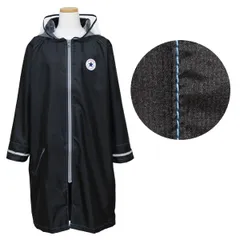 【無地 ブラック】 レインコート キッズ ランドセル対応 ファスナー コンバース (20CON-RC) 130 140 150cm 男の子 女の子 小学生 中学生 子供 こども ジュニア おしゃれ 自転車 リュック 対応 カッパ