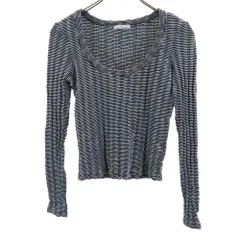 ザラ ボーダー柄 長袖 ラウンドネック Tシャツ M 黒×白 ZARA レディース 古着 【240421】 メール便可