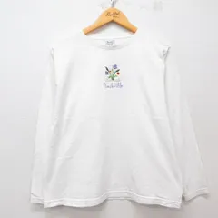 古着 長袖 ビンテージ Tシャツ レディース 00s 花 刺繍 コットン クルーネック 白 ホワイト 25may08 中古
