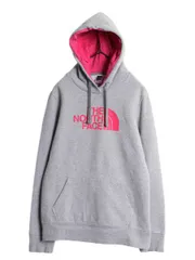 【お得なクーポン配布中!】 US企画 ノースフェイス プリント スウェット フード パーカー レディース L / The North Face プルオーバー 裏起毛 トレーナー ツートン 灰