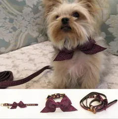 蝶結びペット首輪＆リード【犬服リード専門店ルモール rumor】首輪 リード 犬服 犬用 犬の洋服 可愛い 小型犬 安い 人気 おしゃれ かわいい おしゃれ お揃い　リボン　高級