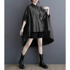 新品 2026新作 モード系　立体花　個性的なデザイン　イベント衣装　大きいサイズ レディース トップス　シャツ　ヘムデザイン　春夏 秋 新品 半袖