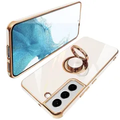 【新着商品】SC-51C SCG13 ギャラクシーs22 リング カバー リング付き ケース 耐衝撃 TPU S22 携帯カバー シリコン Galaxy スタンド機能付き 360回転車載ホルダー(クリーミーホワイト)のサムネイル