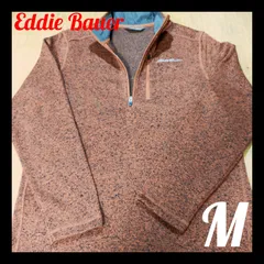 エディー・バウアー　ハーフジップニット　赤茶　M程度　古着　アメカジ　アウトドア　○