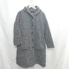 ◇ ⊆ La-gemme ラジェム チェック柄 フード付き 長袖 コート サイズM ブラック レディース E  【1502180021527】