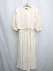 ◇ ⊂ w closet ダブルクローゼット 半袖 ロング丈 ワンピース サイズF アイボリー レディース E  【1411280010273】