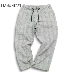 BEAMS HEART ビームス ハート 通年 ストレッチ★ グレンチェック テーパード イージー パンツ Sz.M メンズ 灰 グレー