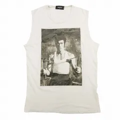 美品 20SS ディースクエアード DSQUARED2 Bruce Lee ブルース・リー ロゴ プリント Tシャツ ノースリーブ カットオフ タンクトップ クルーネック 丸首 プルオーバー カットソー トップス XL 白 ホワイトのサムネイル