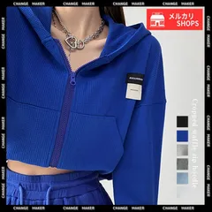 クロップド丈 パーカー ジップアップ 春秋 レディース ワッフル ショート丈 ZIPパーカー トップス フルジップ フーディー ストリート ロゴ スウェット ダンス衣装 韓国風 羽織り ヒップポップ アウター 運動 メンズライク CH6WANJIA-001