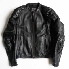 【美品/ビッグサイズ】K'S LEATHER by KADOYA【パデット シングルライダースジャケット】LL レザー ブラック カドヤ 牛革 25050420