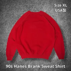 90s Hanes Brank Sweat Shirt ヘインズ ブランクスウェット クルーネックスウェット レッド XLサイズ USA製 米国製 無地 ラグランスリーブ コットンアクリル