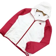 アディダス adidas ナイロンジャケット パーカー フーディー 【ホワイト × ピンク】Sサイズ レディース 細身 好シルエット■EE40