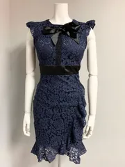 1503 dazzy store デイジーストア　キャバクラ　ドレス　総レース　ノースリーブ　バックオープン　フリル　リボン　二次会　結婚式　キャバドレス　S