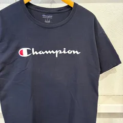 古着　L　チャンピオン　Champion　Tシャツ　ネイビー      プリント