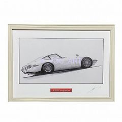 TOYOTA トヨタ 2000GT 後期　リア　鉛筆画　名車 旧車  イラスト 絵画 デッサン 絵　A4サイズ  額付き 作者直筆サイン入り 車好き 男性 向け バースデー 父の日 退職祝い ギフト バレンタイン プレゼント にも最適　全国送料無料