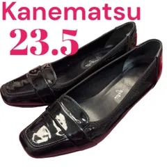 カネマツ　エナメル　ローファーヒールパンプス　レディース　23.5cm ブラック