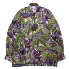 Vintage Japan Made Shirt ARAMIS 総柄 ポリシャツ M マルチカラー アート ポリノジック 未使用品
