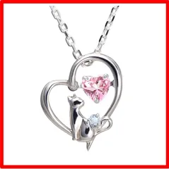 【送料無料 】GemType: 3月：アクアマリン [未来天使] ネックレス レディース ハート 猫 ダンシングストーン シルバー 選べる 誕生石 【ベビーピン