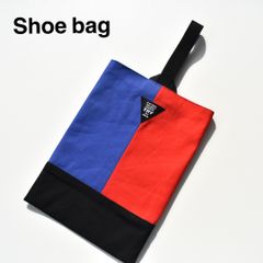 帆布　シューズバッグ　ブルー×レッド