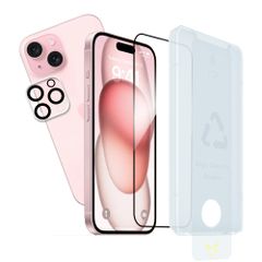 カメラフィルム あいほん15 自動除塵 カバー ガラスフィルム 用 アイフォン15 iPhone15 強化ガラス 国産硝子製 新型のガイド枠付き 保護フィルム【1+1枚セット】 KPNS