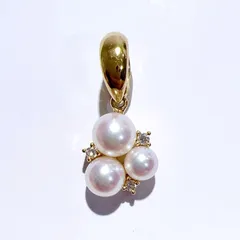 TASAKI タサキ 田崎 K18 天然 AKOYA アコヤ ベビーパール ダイヤ ネックレス ペンダントトップ 本真珠 P5.5mm D0.04ct 2.1g レディース アクセサリー 美品 aua47273070807