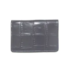 NA45361 コーチ 二つ折り カードケース 名刺入れ CR379 クロコ型押し ネイビー メンズ COACH 中古・美品