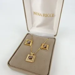 NINA RICCI ニナ リッチ ネックレス セット　ネックレス＆イヤリング　NRロゴ 9◆29-542