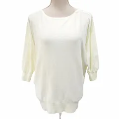 セオリーリュクス theory luxe 美品 21SS SHAUNA チュニックニット カットソー 切替 レース ドルマンスリーブ 長袖 38 約M オフホワイト ■MET1 0721