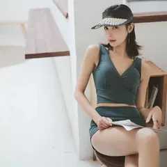 体型カバー 水着 セパレートレディース タンキニ Vネック ビキニ ワイドパンツ 3点セット ロングパンツ uvカット バンドゥ水着ハイウエスト 大きいサイズ ビーチウェア スイムドレス 上下セット 日焼け止め 紫外線対策 温泉リゾート 旅行jianuo01のサムネイル