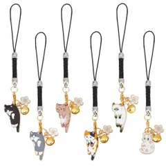 【数量限定】キーホルダー ナイロンコードループ 和式キーホルダー エナメルペンダント 6色 花チャーム 工芸品 雑貨 猫キーホルダー ギフト 6点 アクセサリーパーツ