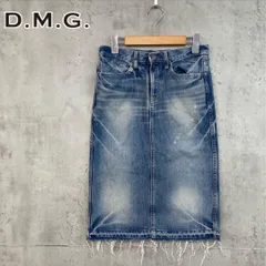 DMG ダメージ ペイント 加工 デニム タイト スカート ドミンゴ S ★ ■◇