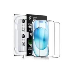 「Smart Box」 SmartDevil 強化ガラスフィルム iPhone 15 用 ガラスフィルム 貼り付け簡単 ガイドボックス付き 9H硬度 指紋防止 高透過率 光沢 気泡ゼロ 自動吸着 滑らかな手触り いphone 15 対応 保護フィルム 2枚 0