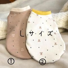 犬用かわいいタンクトップ☆韓国生地くまさんハートＬ